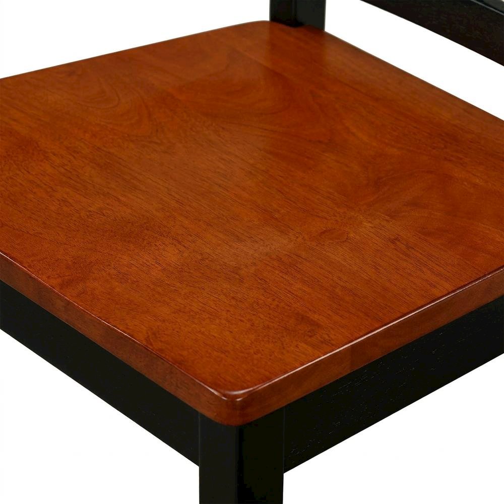 Wood Dining Chair with Cherry Seat and Metal Legs for Dining Room, Set of 2