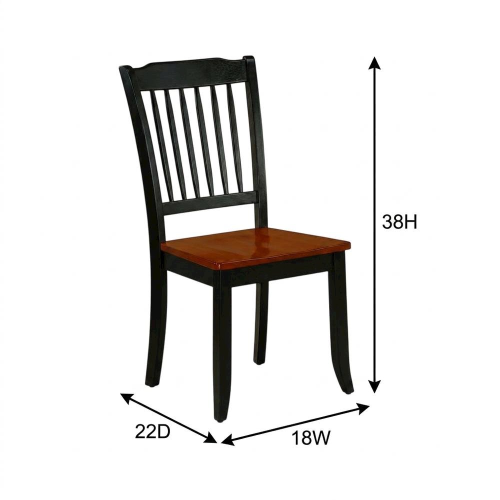 Wood Dining Chair with Cherry Seat and Metal Legs for Dining Room, Set of 2