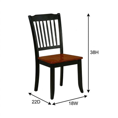 Wood Dining Chair with Cherry Seat and Metal Legs for Dining Room, Set of 2