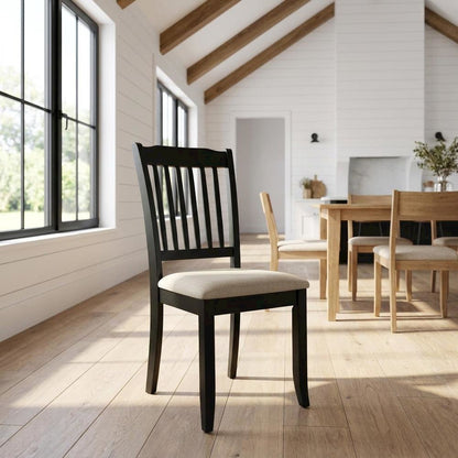 Upholstered High Back Parsons Dining Chair for Kitchen or Dining Room, Black, Set of 2