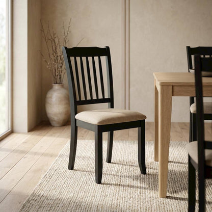 Upholstered High Back Parsons Dining Chair for Kitchen or Dining Room, Black, Set of 2