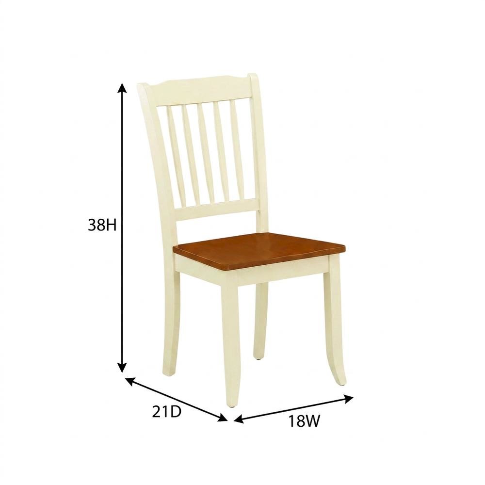 Wooden Dining Chairs Set of 2, Slat-Back Wooden Chair for Dining Table