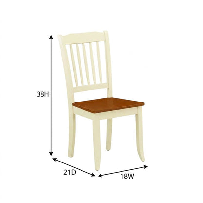 Wooden Dining Chairs Set of 2, Slat-Back Wooden Chair for Dining Table