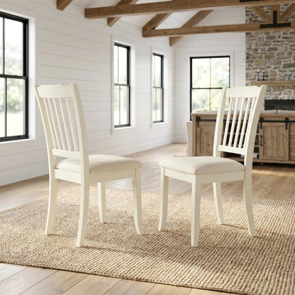 Upholstered High Back Dining Chair for Kitchen and Dining Rooms, Linen White, Set of 2