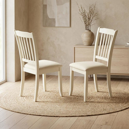 Upholstered High Back Dining Chair for Kitchen and Dining Rooms, Linen White, Set of 2