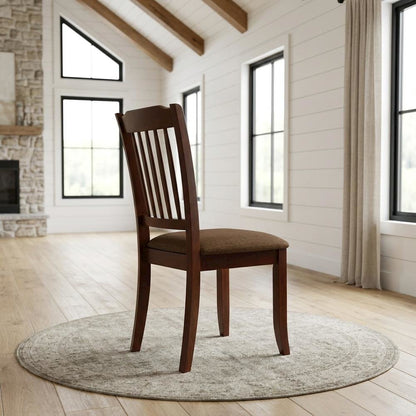 Wood Dining Chair with Solid Frame for Kitchen and Dining Room, Mahogany, Set of 2