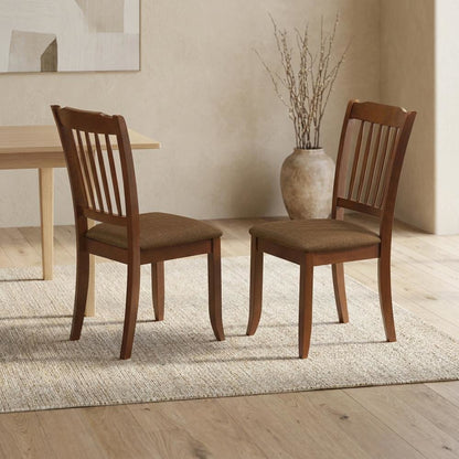 Wood Dining Chair with Solid Frame for Kitchen and Dining Room, Mahogany, Set of 2