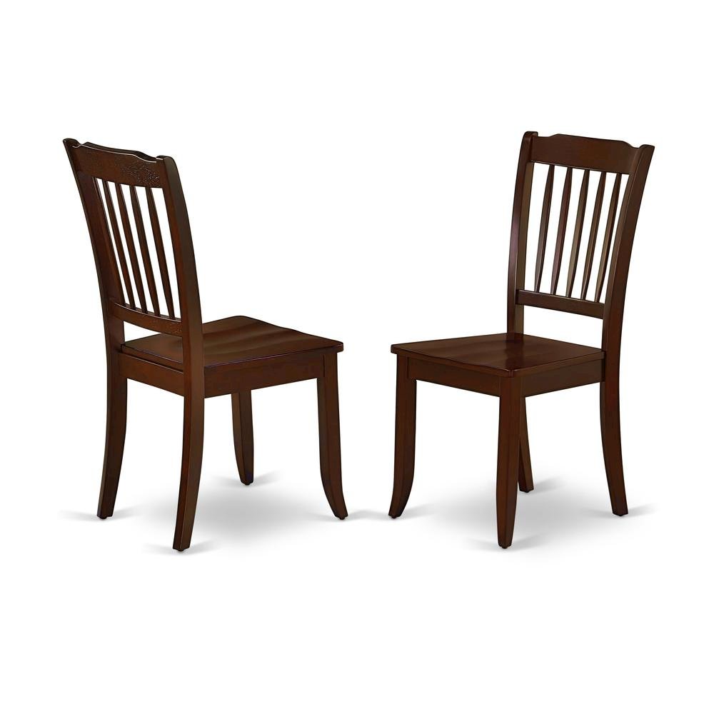 Mahogany Wood Dining Chair with Slat Back for Kitchen or Dining Room, Set of 2