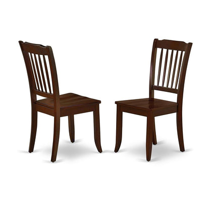 Mahogany Wood Dining Chair with Slat Back for Kitchen or Dining Room, Set of 2