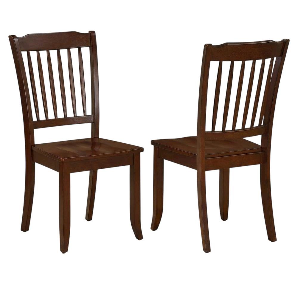 Mahogany Wood Dining Chair with Slat Back for Kitchen or Dining Room, Set of 2