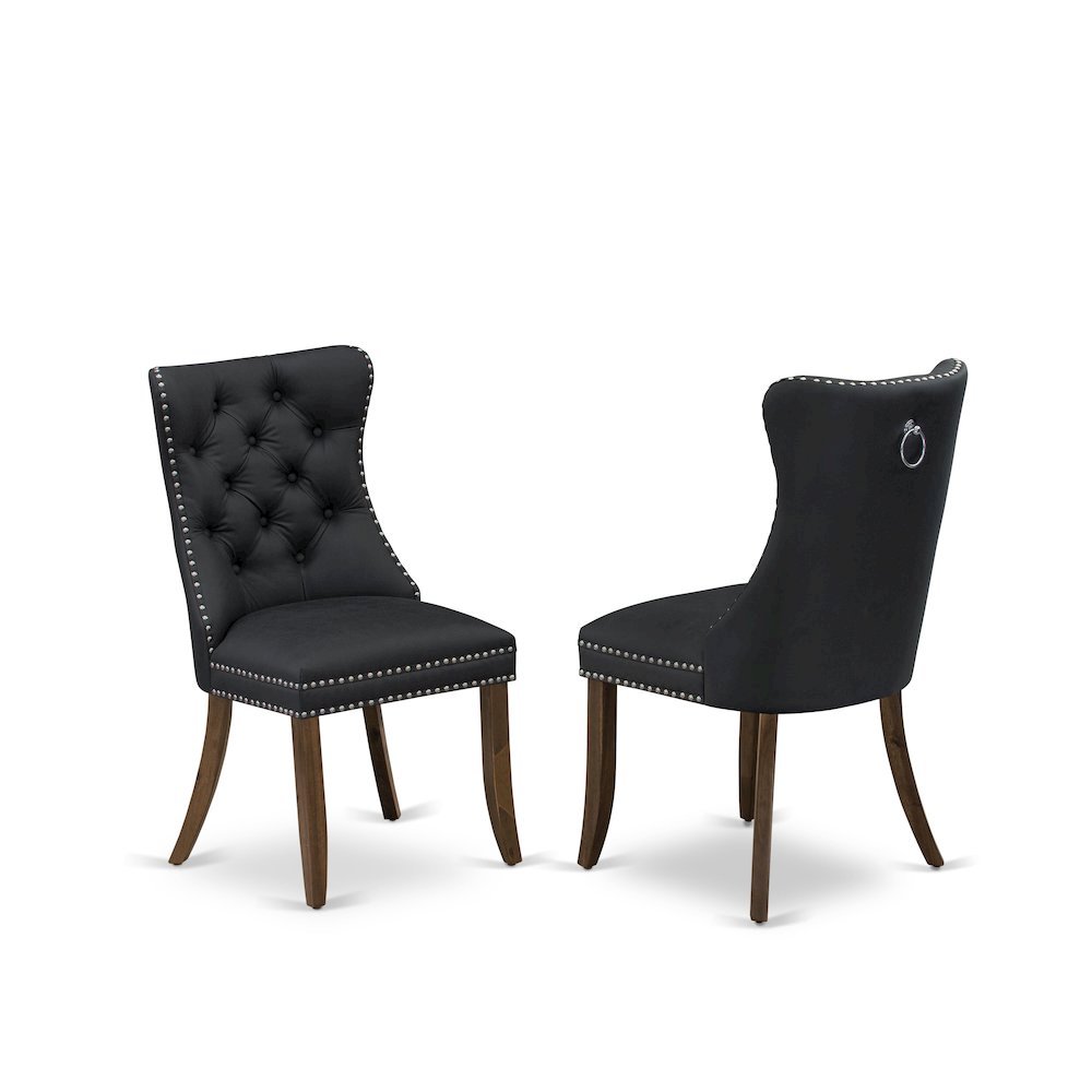 Wood Parsons Dining Chair with Upholstered Seat, Dark Gray, Set of 2