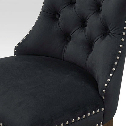 Wood Parsons Dining Chair with Upholstered Seat, Dark Gray, Set of 2
