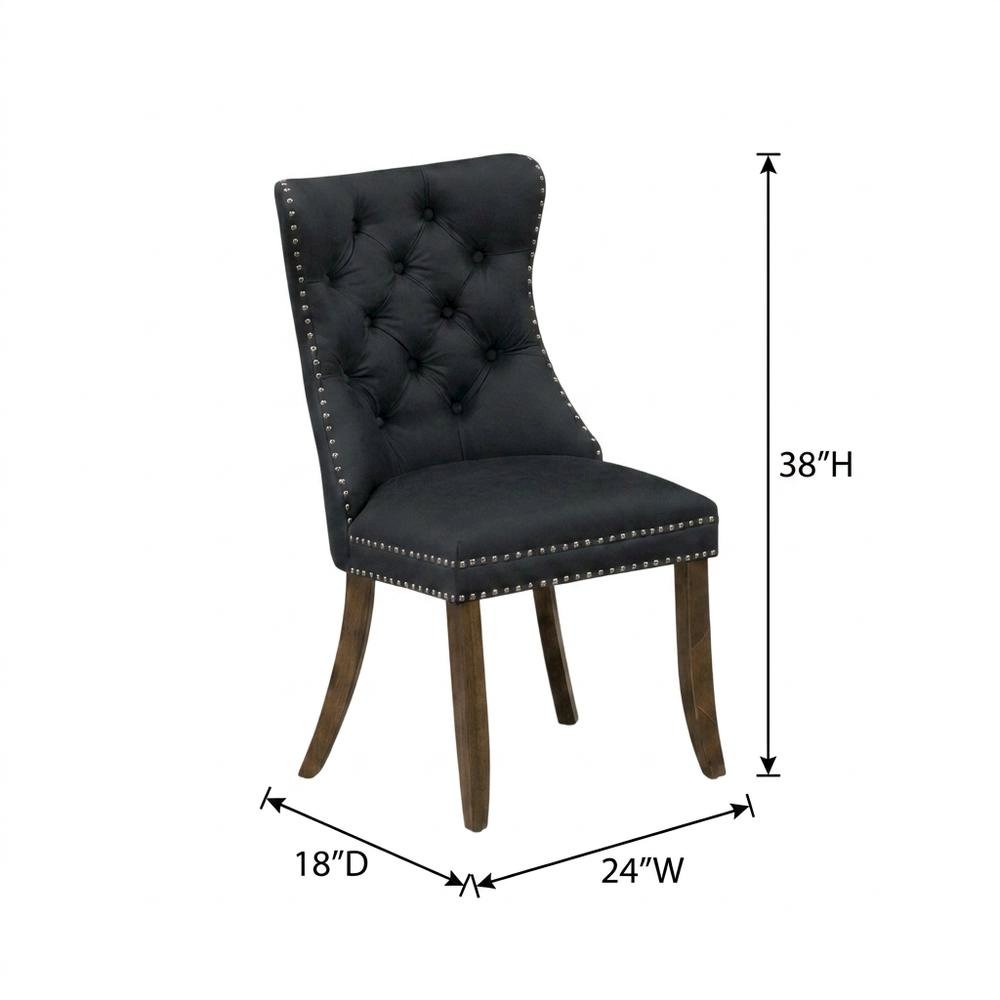 Wood Parsons Dining Chair with Upholstered Seat, Dark Gray, Set of 2