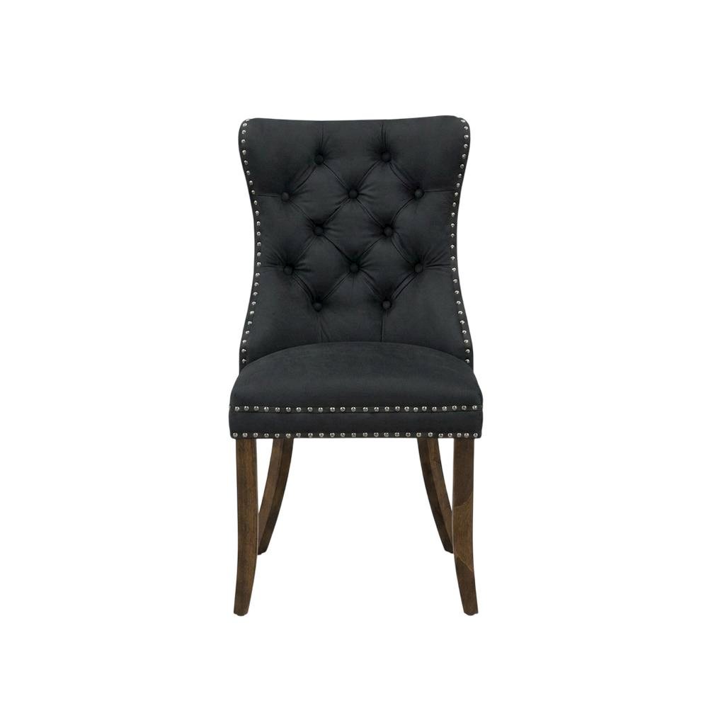 Wood Parsons Dining Chair with Upholstered Seat, Dark Gray, Set of 2
