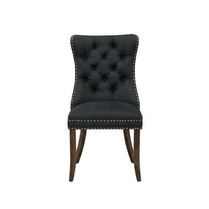 Wood Parsons Dining Chair with Upholstered Seat, Dark Gray, Set of 2