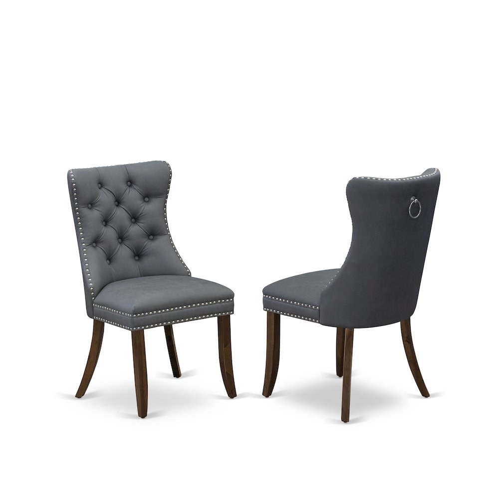 Wooden Parsons Dining Chair, Upholstered Seat, Antique Walnut, Set of 2