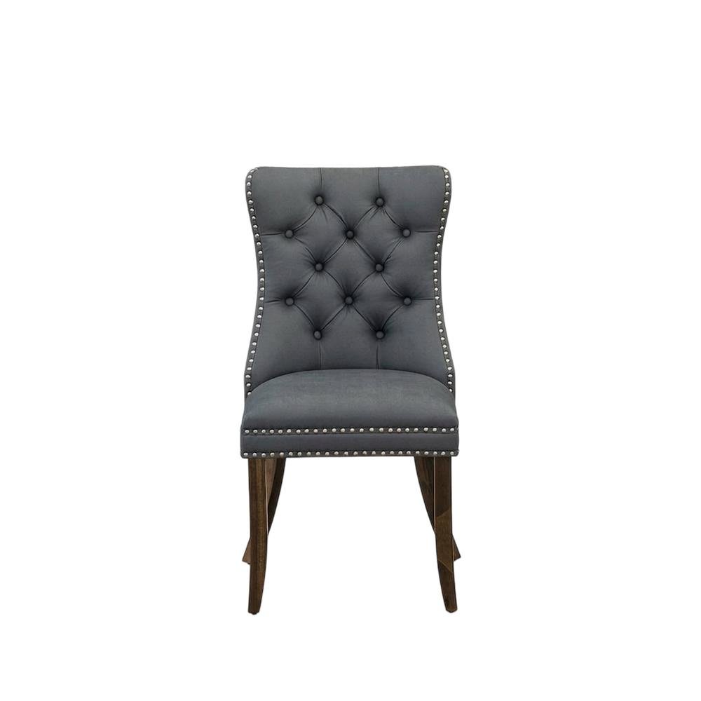 Wooden Parsons Dining Chair, Upholstered Seat, Antique Walnut, Set of 2