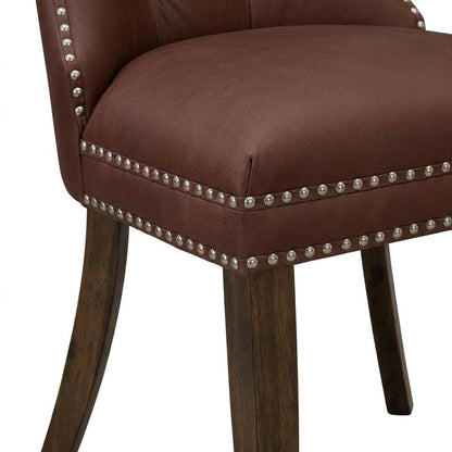 Parsons Upholstered Dining Chair with Wood Frame, High Back, Burgundy, Set of 2