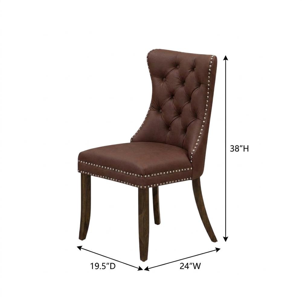 Parsons Upholstered Dining Chair with Wood Frame, High Back, Burgundy, Set of 2