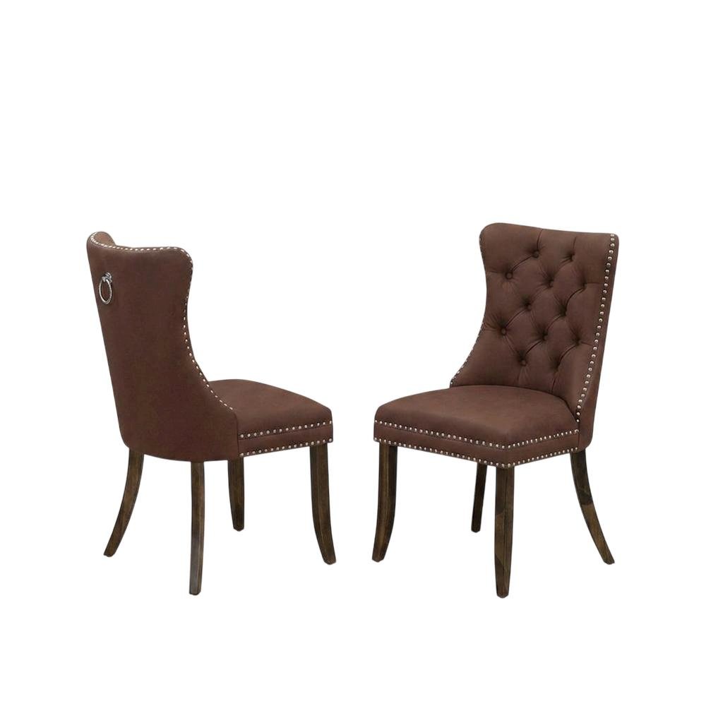 Parsons Upholstered Dining Chair with Wood Frame, High Back, Burgundy, Set of 2