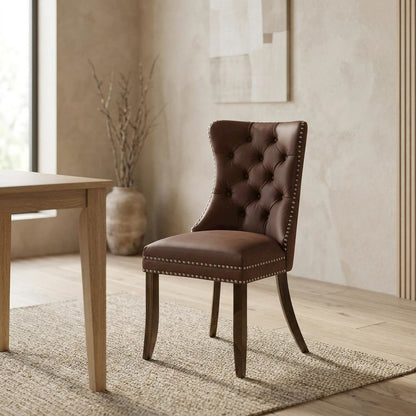 Parsons Upholstered Dining Chair with Wood Frame, High Back, Burgundy, Set of 2