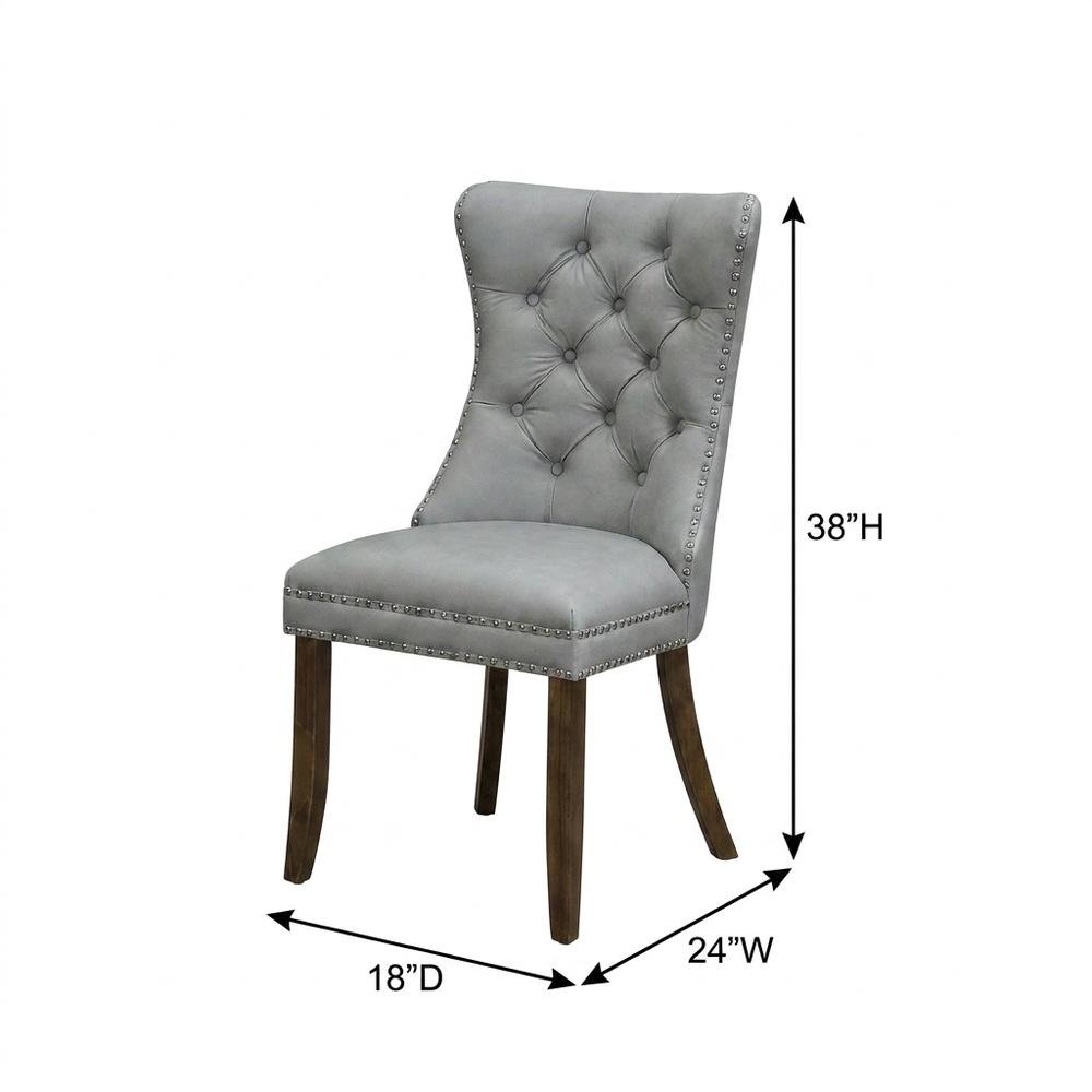 Wood Parsons Dining Chair, Kitchen and Dining Room Chairs, Light Gray, Set of 2