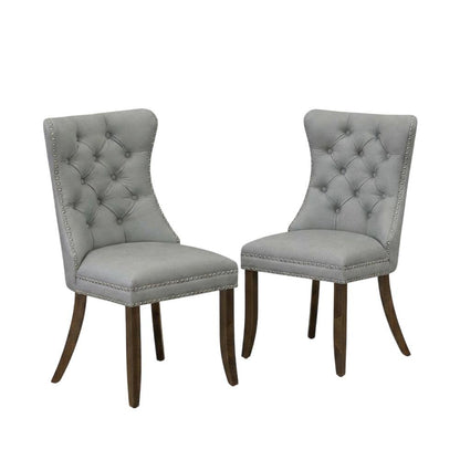 Wood Parsons Dining Chair, Kitchen and Dining Room Chairs, Light Gray, Set of 2
