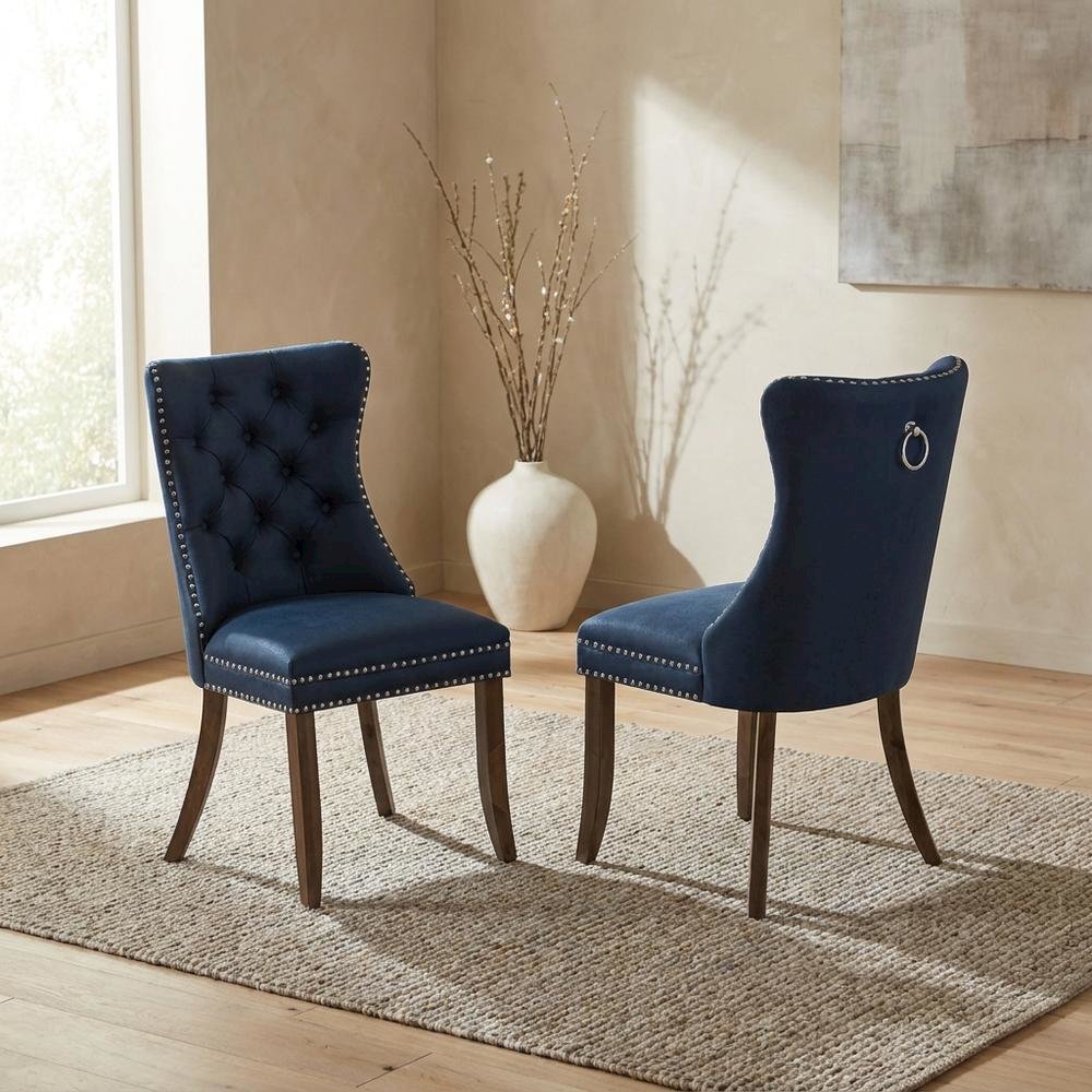 Faux Leather-Upholstered Parsons Dining Chairs, Set of 2