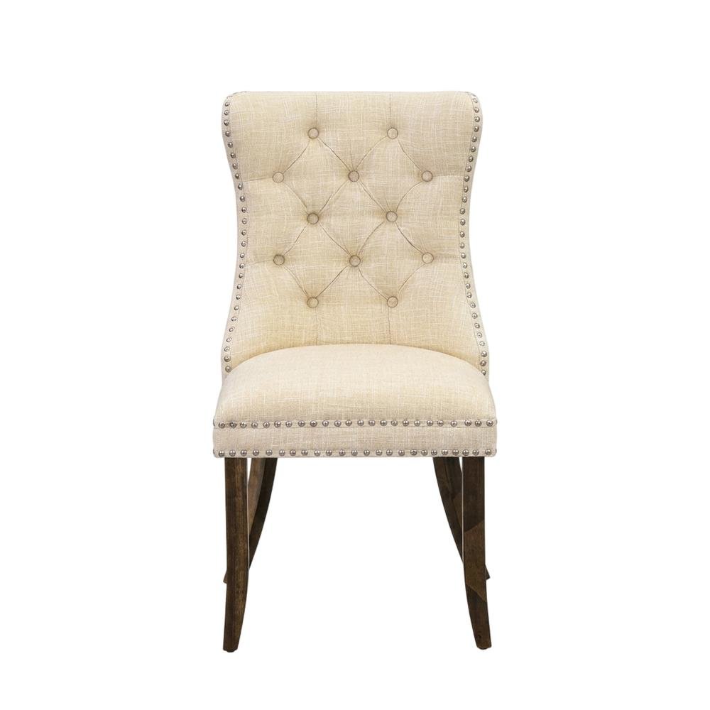 Wooden Parsons Dining Chair with Upholstered Seat, High Back, Light Beige, Set of 2