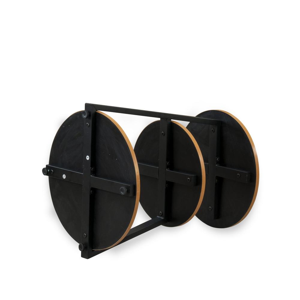 Driscoll 3 Tier Night Stand for Bedrooms - Bedside Table in Powder Coating Black Color and Brown Wood Laminate