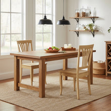 Wood Seat Dining Chair Set of 2, Vertical Slatted Back Oak Finish Classic Design