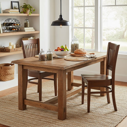 Dining Chairs Set of 2, Espresso Finish, Wood Seat, Slatted Back