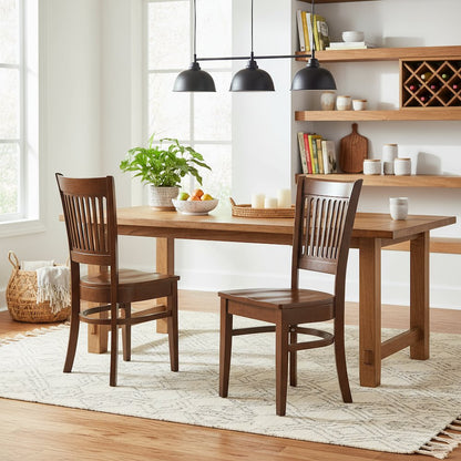 Dining Chairs Set of 2, Espresso Finish, Wood Seat, Slatted Back