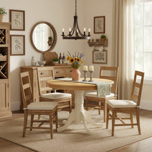 Pedestal Dining Table, Round, Oak White Finish, Solid Wood