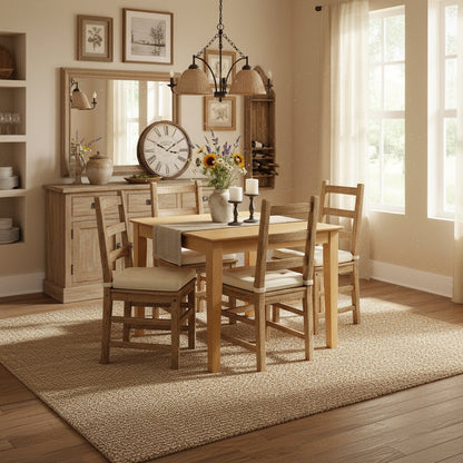 Square Dining Table, Oak Finish, Solid Wood, Mid Century Style