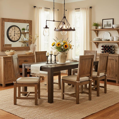 Rectangular Dining Table, Distressed Jacobean, Solid Wood, 72-Inch