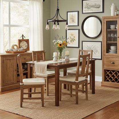Walnut Rectangular Wood Dining Table, Modern 4-Leg Design, Kitchen Furniture
