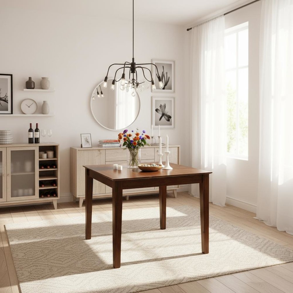 Small Square Wood Kitchen Table, Natural Finish, Dining Nook Furniture