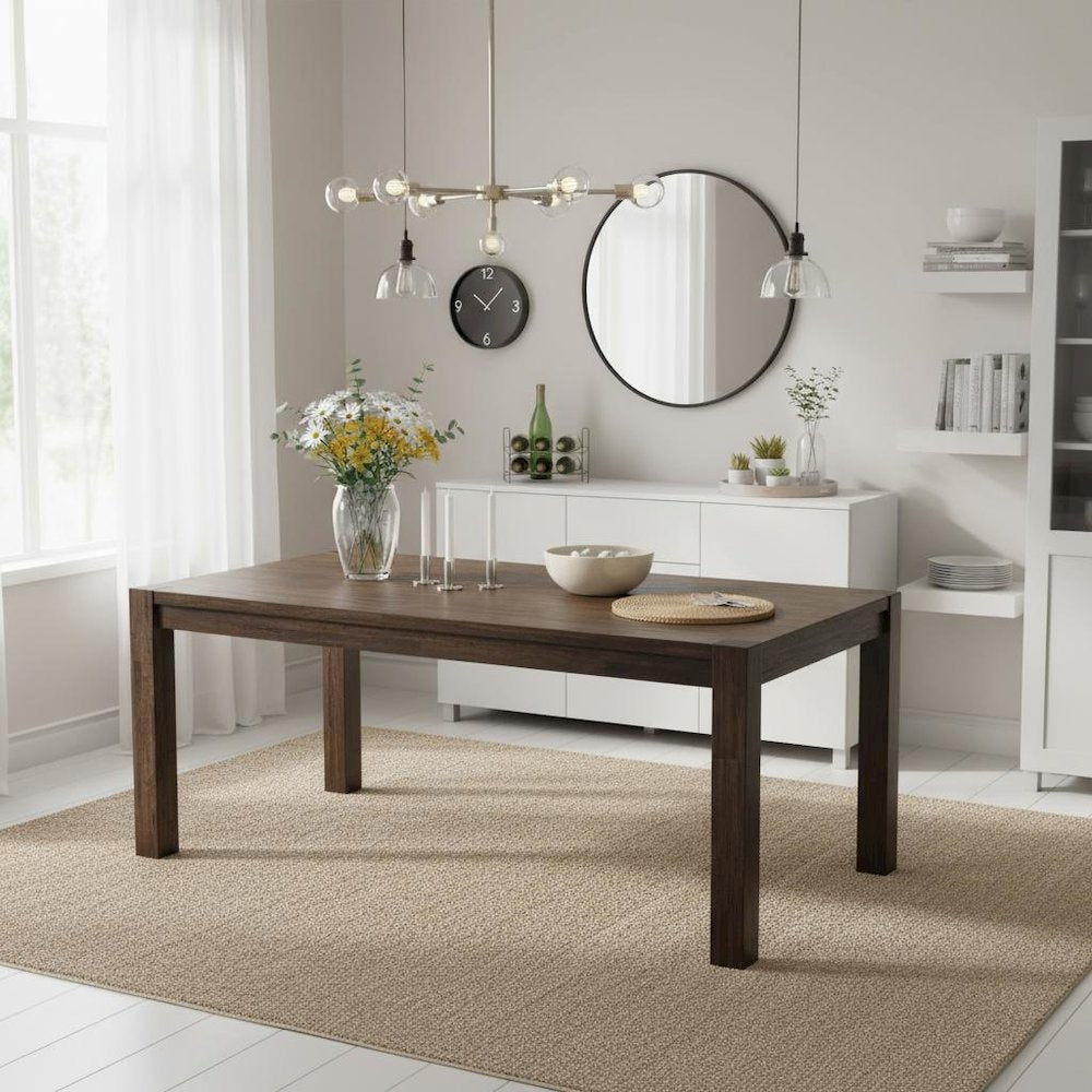 Rectangular Dining Table, Distressed Jacobean, Solid Wood, 72-Inch