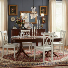 Linen White Dining Chair, Wooden Seat, Double X-Back, Set of 2, Solid Wood