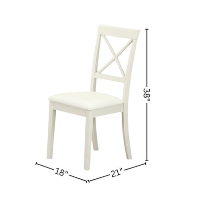 White Dining Set, Round Drop Leaf Table, X-Back Chairs, 2-Person, Faux Leather