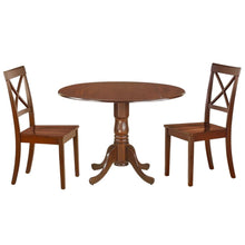 Mahogany Dining Set, Round Drop Leaf Table, X-Back Chairs, 2-Person, Rubberwood