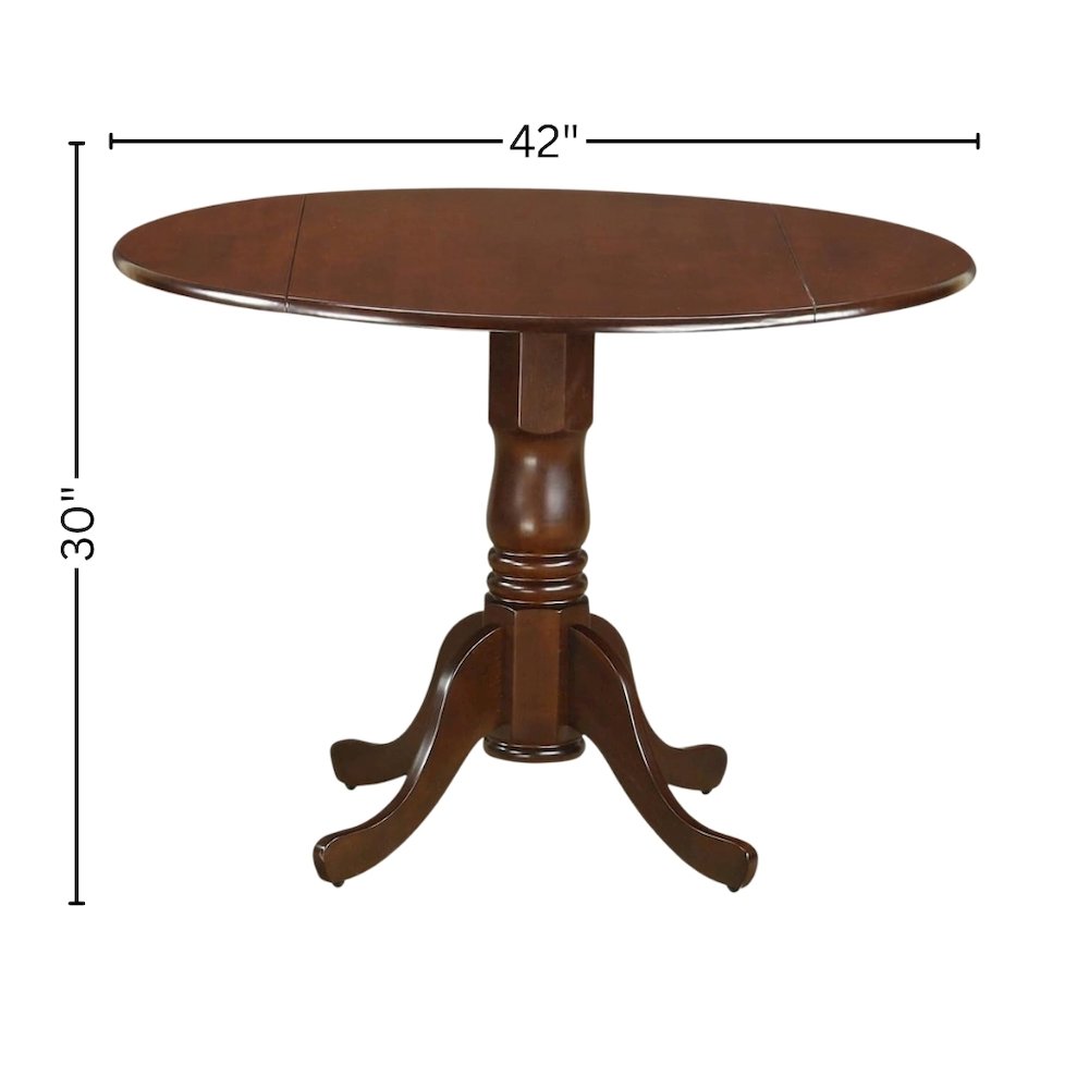 Mahogany Dining Set, Round Drop Leaf Table, X-Back Chairs, 2-Person, Rubberwood