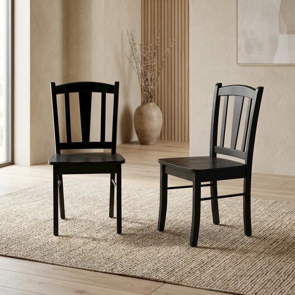 Dublin Wood Dining Chair with Solid Wood Seat for Dining Room, Set of 2