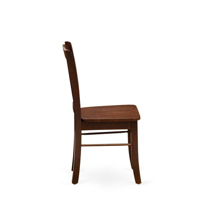 HBDL3-MAH-W - 3-Pc Dining Room Table Set- 2 Kitchen Dining Chairs and Dining Room Table - Wooden Seat and Slatted Chair Back - Mahogany Finish