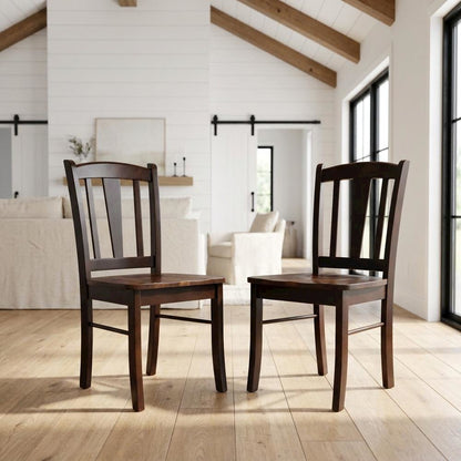 Wooden Dining Chairs with Wood Seat Set of 2, Farmhouse Style Chairs