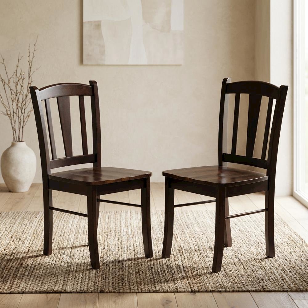 Wooden Dining Chairs with Wood Seat Set of 2, Farmhouse Style Chairs