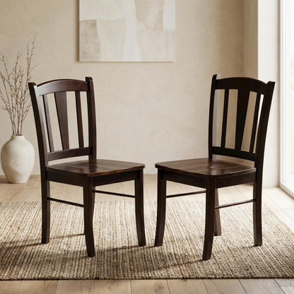 Wooden Dining Chairs with Wood Seat Set of 2, Farmhouse Style Chairs