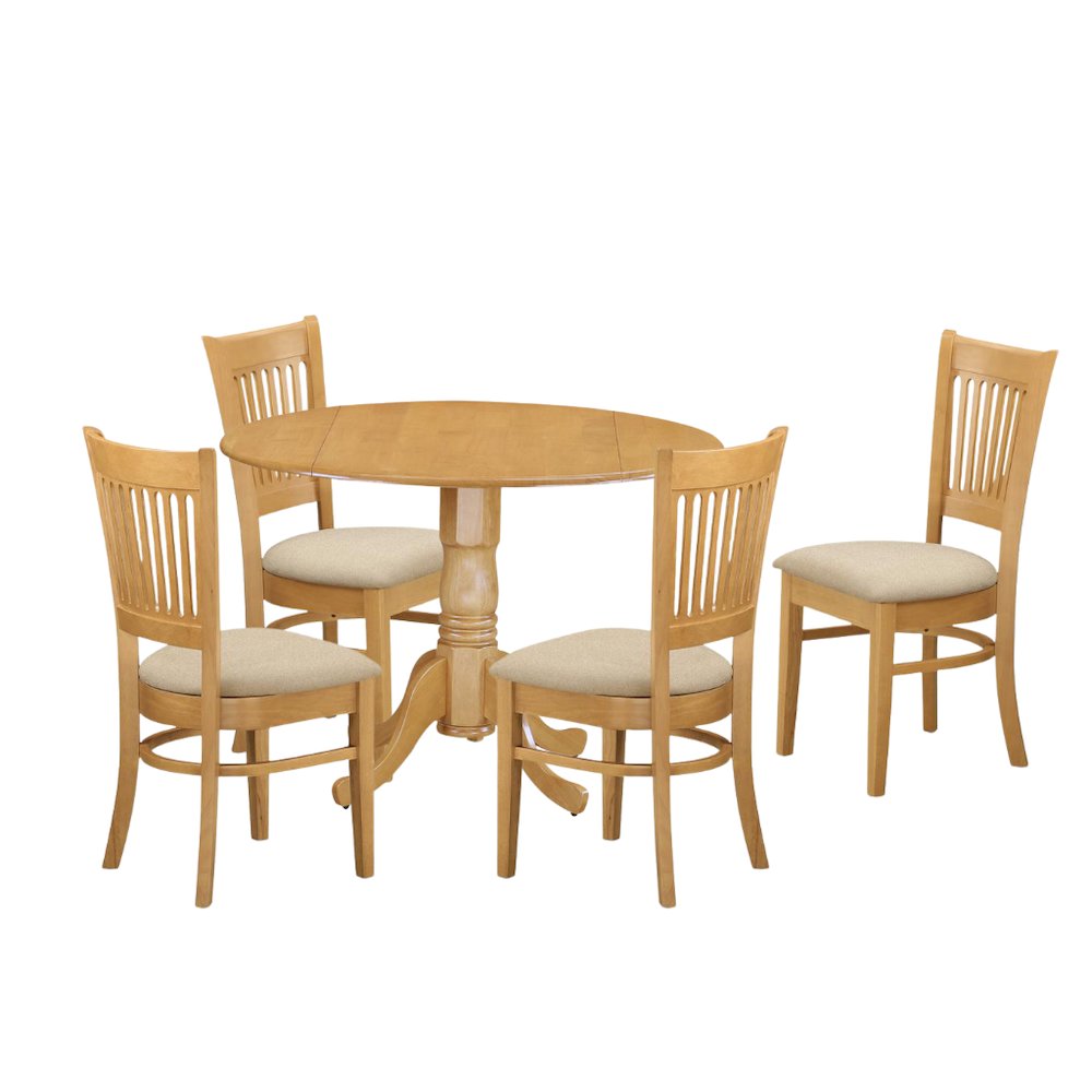 Elegant Brown Oak Dining Room Table Set for 4, Small Kitchen Table Set
