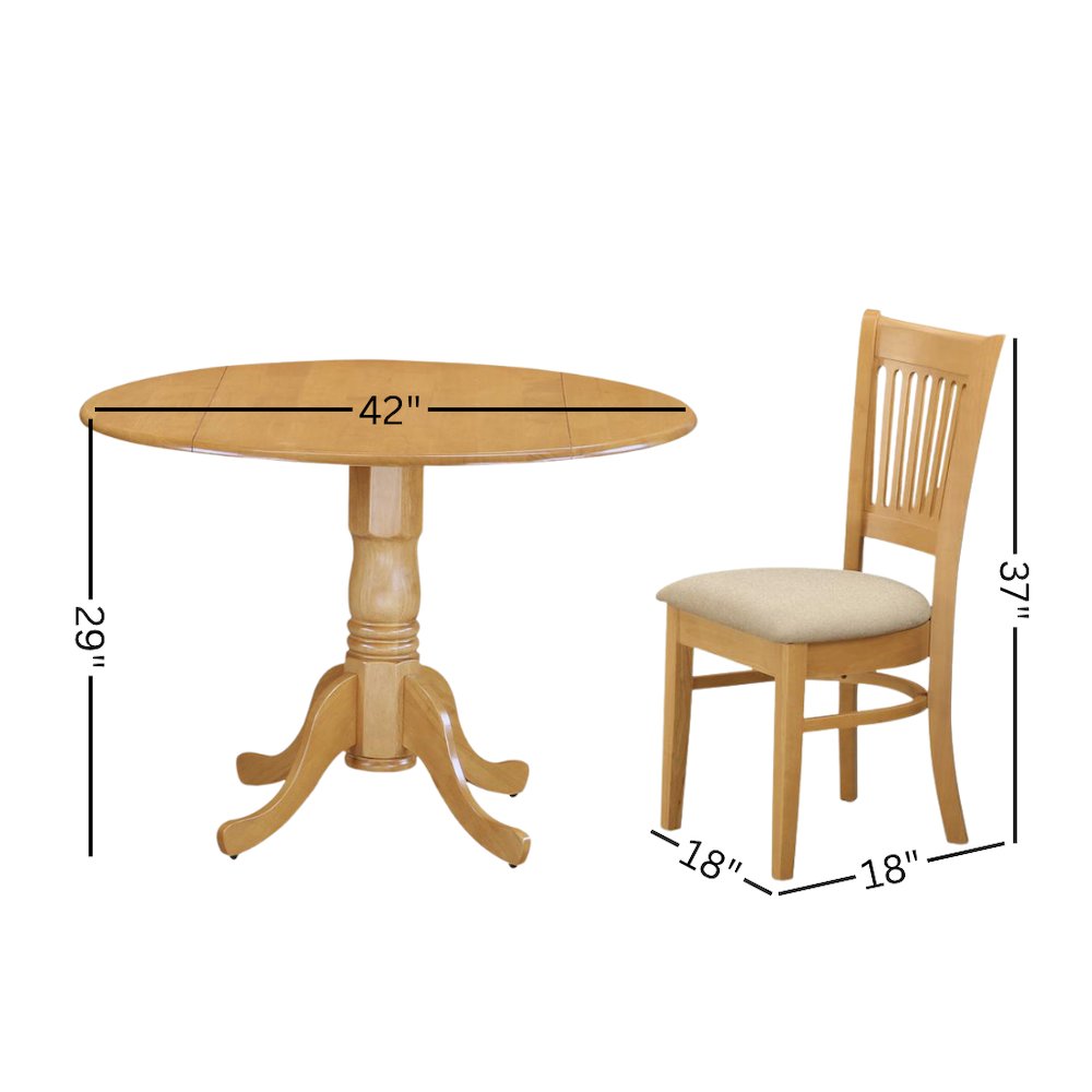 Elegant Brown Oak Dining Room Table Set for 4, Small Kitchen Table Set